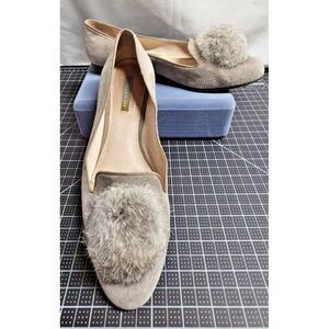LOUISE ET CIE Lo Andres Genuine rabbit‎ fur flat loafer suede gray 8.5M
